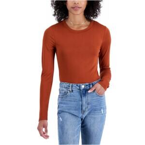 JUST POLLY Juniors' Crewneck Long-Sleeve Bodysuit NWT Med